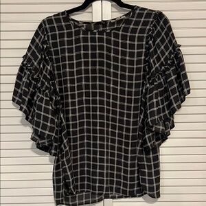 Loft Black and White Checkered Women's Top Size Medium